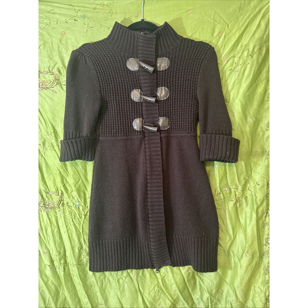 Vintage Take Out Sweater‎ Jacket Brown Full Zip 3/4 Sleeve Toggle Buttons Size M